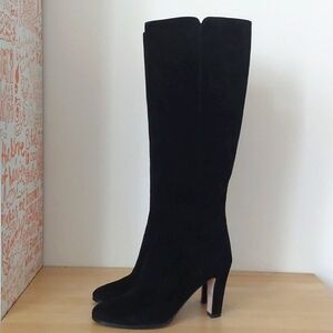 Jimmy Choo black suede leather heeled boots